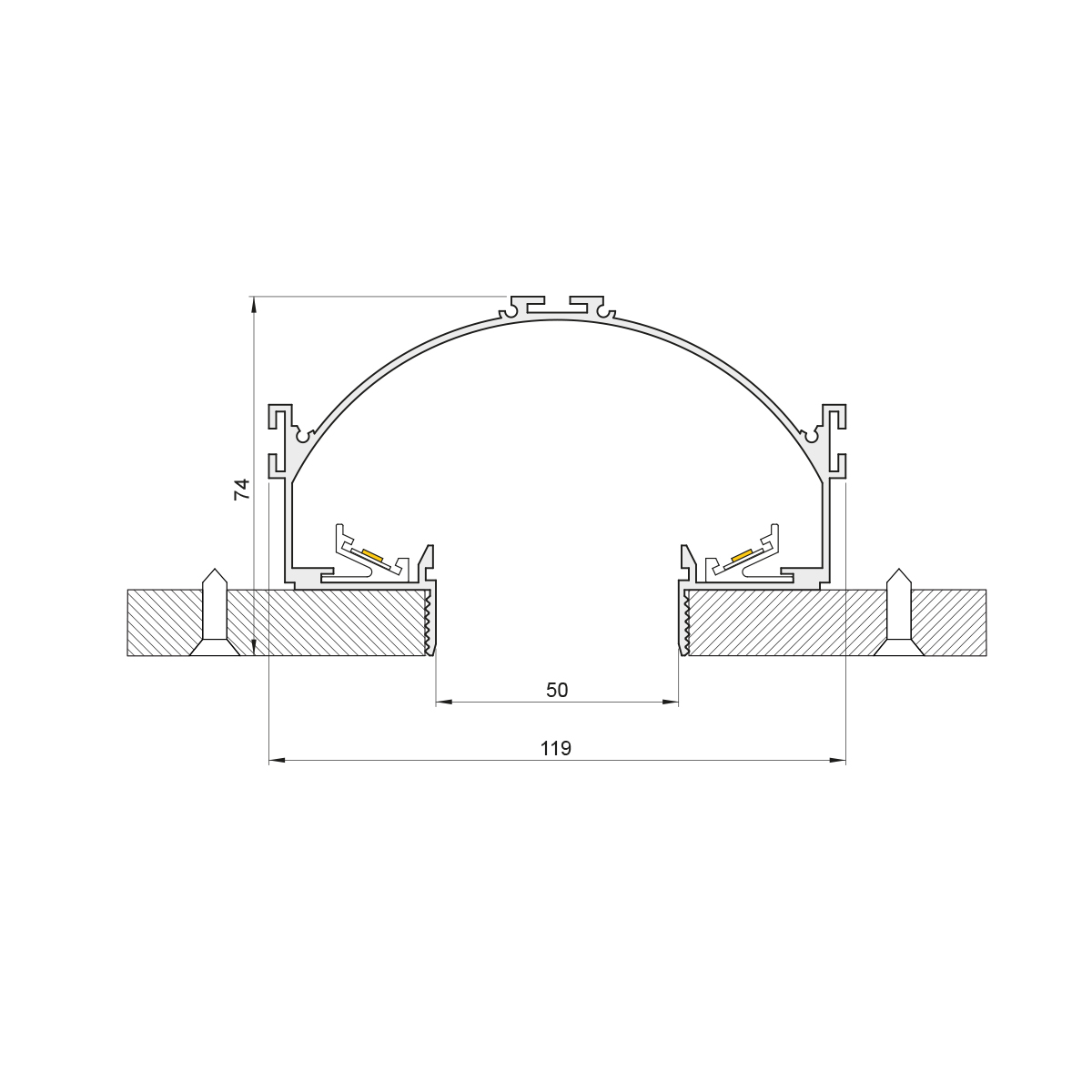 Base No Frame S50 com Luz indireta SLED 9030IN